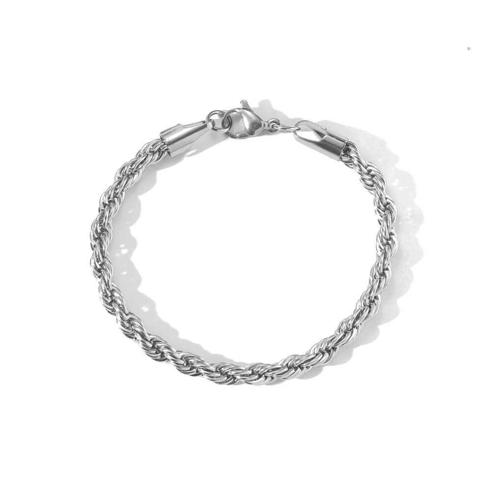 Fashion 18K Gold Button Chain Stainless Steel Twist Bracelet For Men